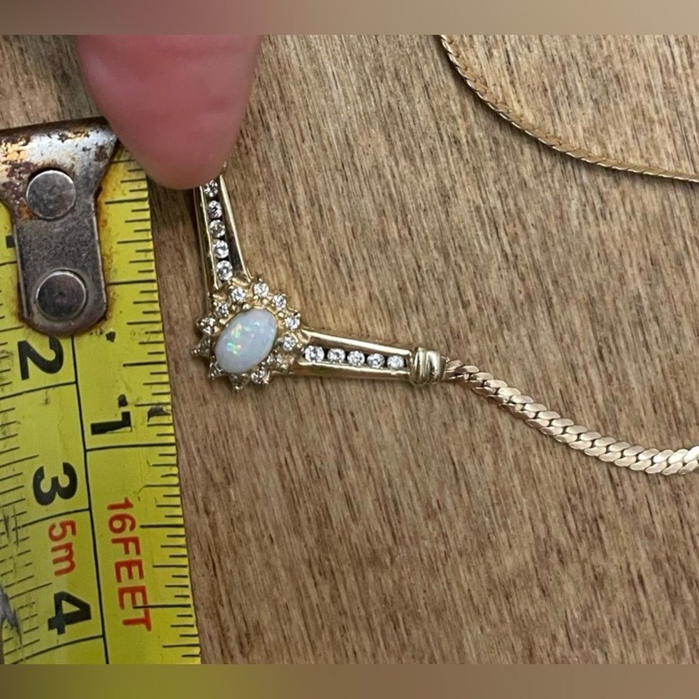 VTG 14k Yellow Gold *RARE* AV Alwand Vahan 🌺Opal🌺Diamond Necklace - Picture 5 of 12